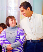 happy people with disability in a rehabilation center